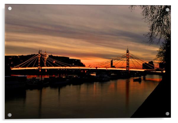 Albert Bridge Sunset River Thames London Acrylic by Andy Evans Photos