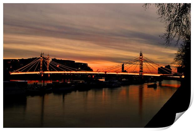 Albert Bridge Sunset River Thames London Print by Andy Evans Photos