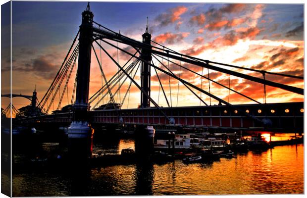 Albert Bridge Sunset River Thames London Canvas Print by Andy Evans Photos