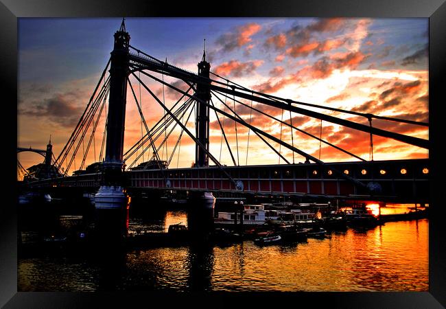 Albert Bridge Sunset River Thames London Framed Print by Andy Evans Photos