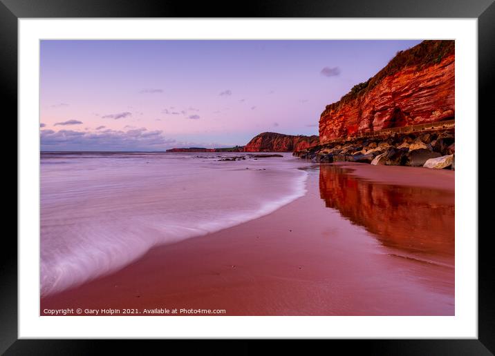 Pastel dawn on Sidmouth Beach Framed Mounted Print by Gary Holpin