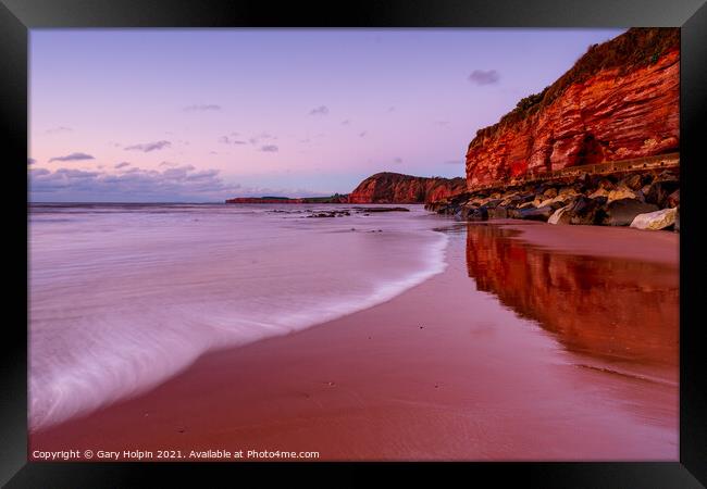 Pastel dawn on Sidmouth Beach Framed Print by Gary Holpin