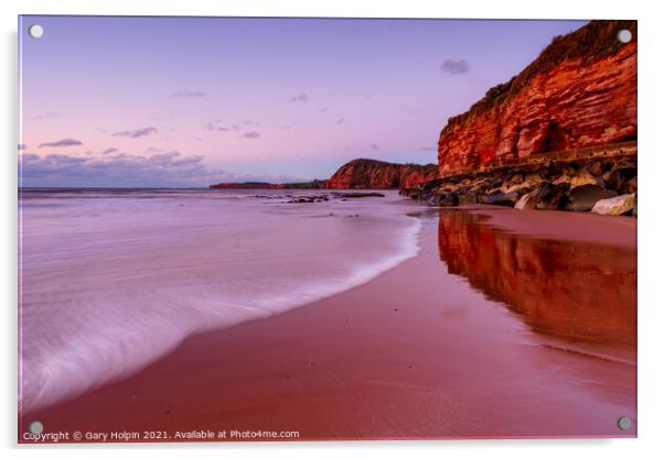 Pastel dawn on Sidmouth Beach Acrylic by Gary Holpin