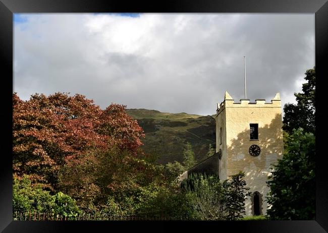 St Oswald's Church  in the village of Grasmere, in the Lake District, Cumbria, England. Framed Print by Peter Wiseman