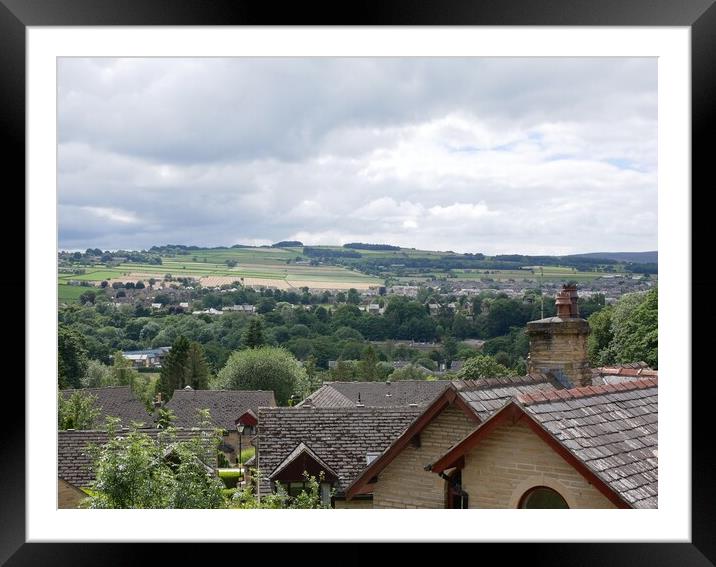 View over rural rooftops Honley Holmfirth Framed Mounted Print by Roy Hinchliffe