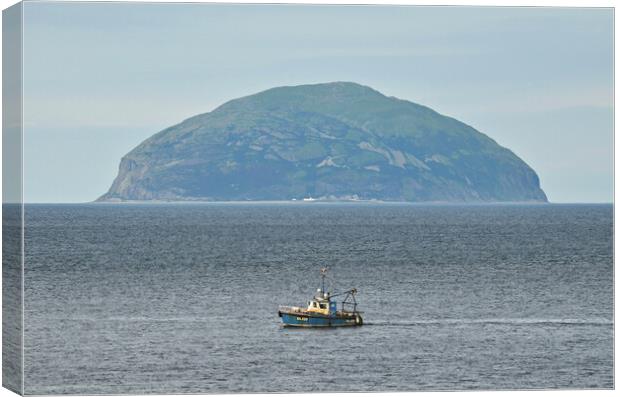 Fishing vessel passing Ailsa Craig Canvas Print by Allan Durward Photography