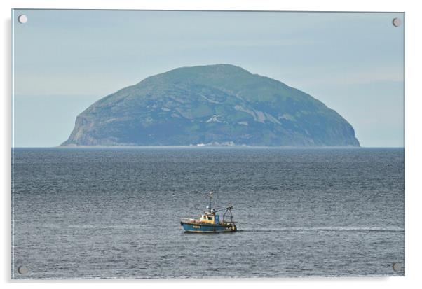 Fishing vessel passing Ailsa Craig Acrylic by Allan Durward Photography