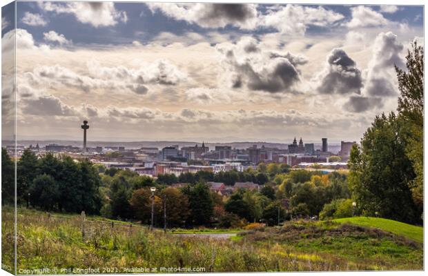 View across Liverpool from Everton Park. Canvas Print by Phil Longfoot