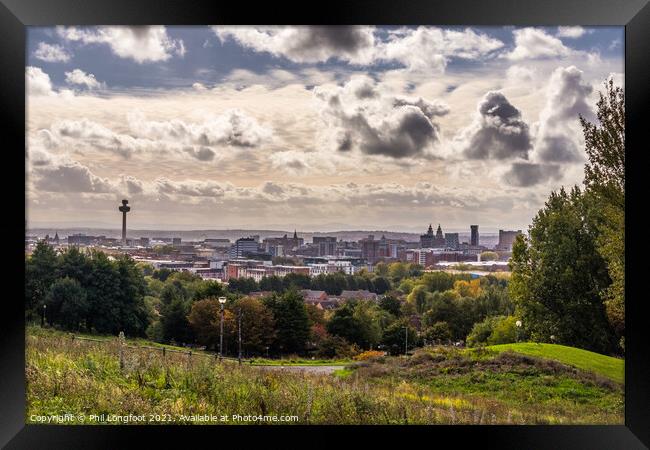 View across Liverpool from Everton Park. Framed Print by Phil Longfoot