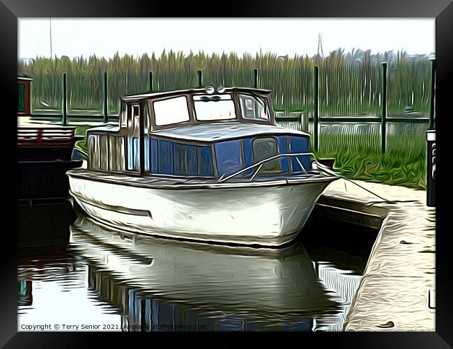 Abandoned Canal Boat  Framed Print by Terry Senior