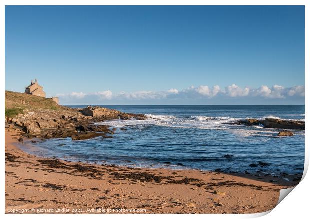 Howick Bathing House and Beach, Northumberland Print by Richard Laidler