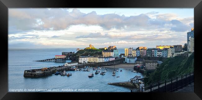 Serenity in Tenby Harbour Framed Print by Janet Carmichael