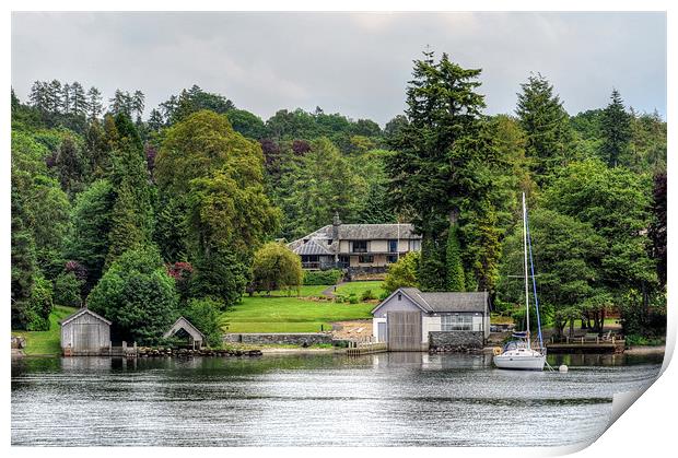 Boat Houses - Lake Windermere Print by Victoria Limerick