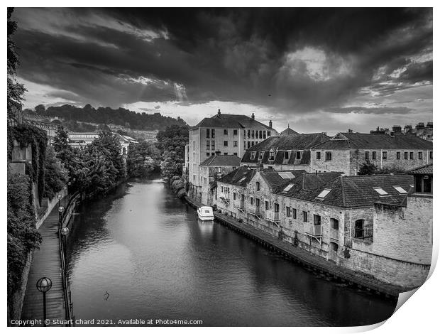 Dramatic landscape of the river and twon in Bath England Print by Travel and Pixels 