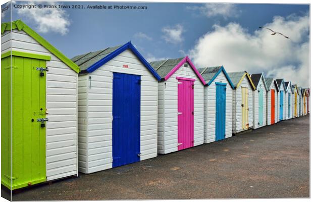 A pleasing set of Beach huts close to Paignton Beach. Canvas Print by Frank Irwin