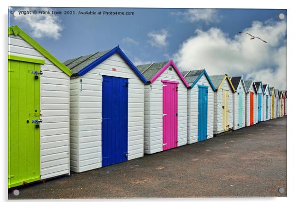 A pleasing set of Beach huts close to Paignton Beach. Acrylic by Frank Irwin