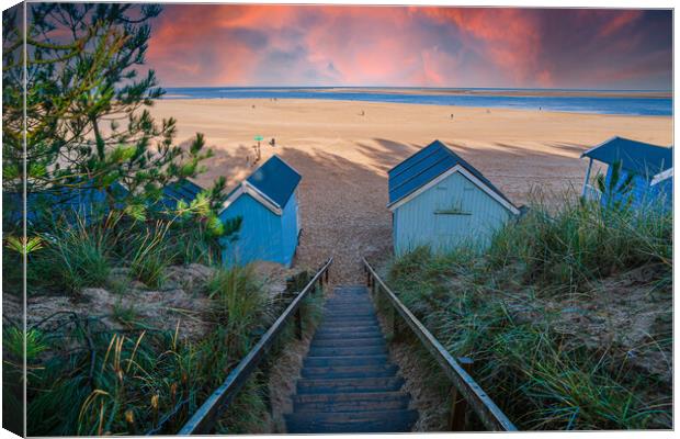 steps to the beach wells next the sea Canvas Print by Kevin Snelling