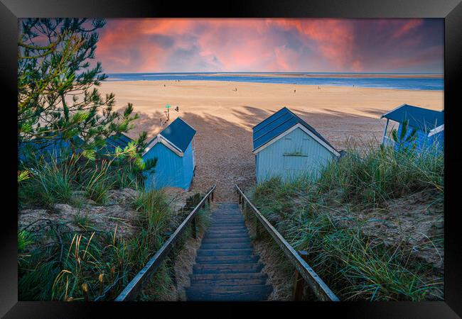 steps to the beach wells next the sea Framed Print by Kevin Snelling