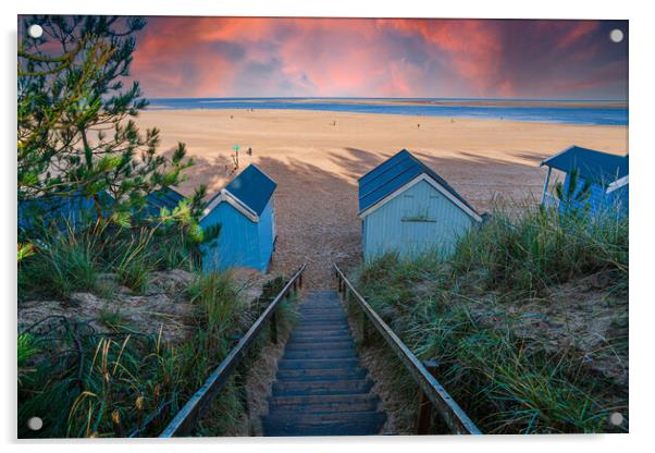 steps to the beach wells next the sea Acrylic by Kevin Snelling