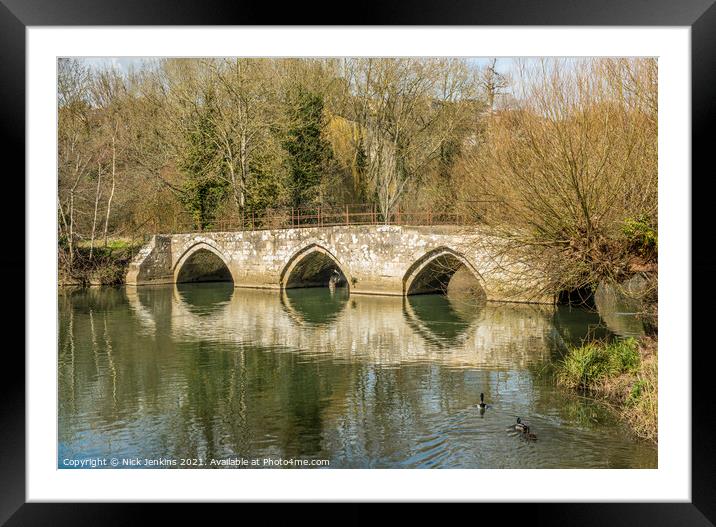The Old Barton Packhorse bridge Bradford on Avon Framed Mounted Print by Nick Jenkins