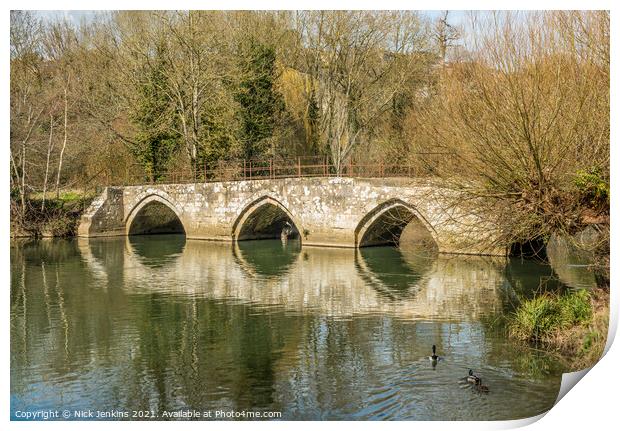 The Old Barton Packhorse bridge Bradford on Avon Print by Nick Jenkins