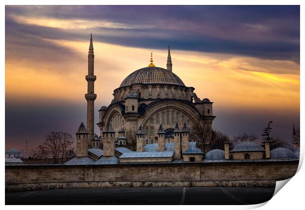 Nuruosmaniye Mosque on a evening sky background, Istanbul, Turke Print by Sergey Fedoskin