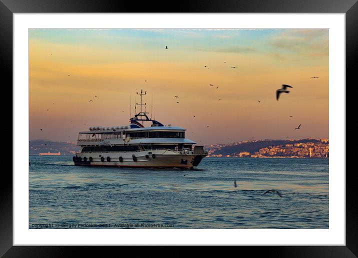 Cruise ferries in Bosphorus between european and asian coasts of Framed Mounted Print by Sergey Fedoskin