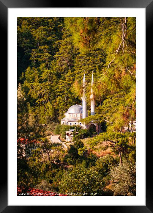 Mosque in the hillside in Turkey Framed Mounted Print by Travel and Pixels 