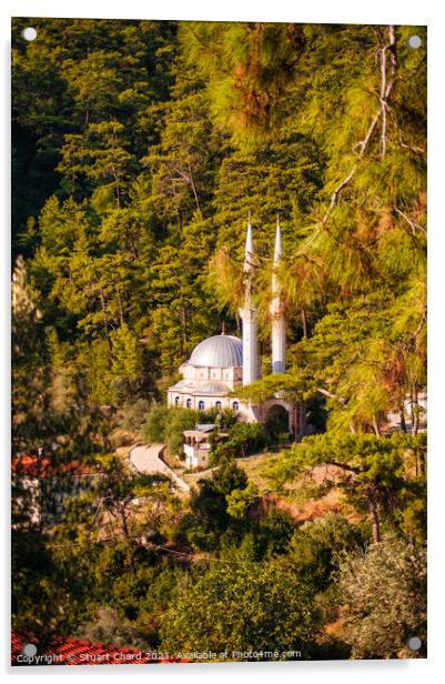Mosque in the hillside in Turkey Acrylic by Stuart Chard