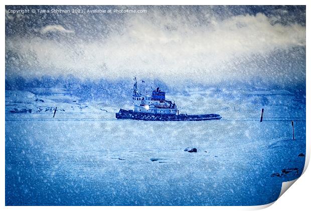 Tugboat in Winter  Print by Taina Sohlman