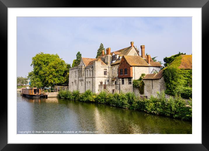 Archbishop Palace and River Medway Kent Framed Mounted Print by Pearl Bucknall
