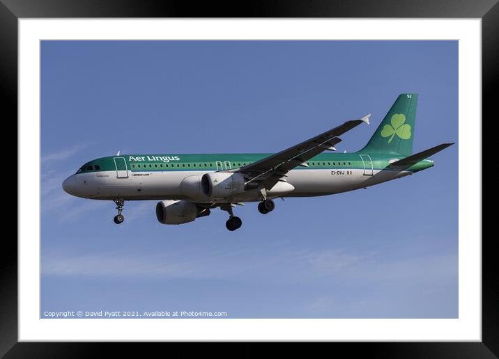 Aer Lingus Airbus A320-214                      Framed Mounted Print by David Pyatt