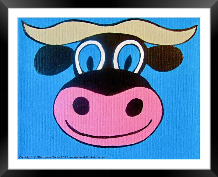 Smiling Cow Framed Mounted Print by Stephanie Moore
