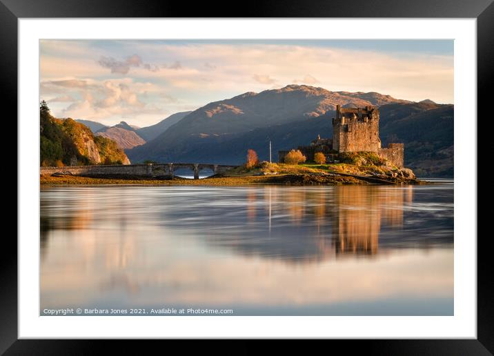 Loch Duich Eilean Donan Castle Reflection Scotland Framed Mounted Print by Barbara Jones
