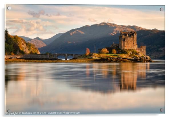 Loch Duich Eilean Donan Castle Reflection Scotland Acrylic by Barbara Jones