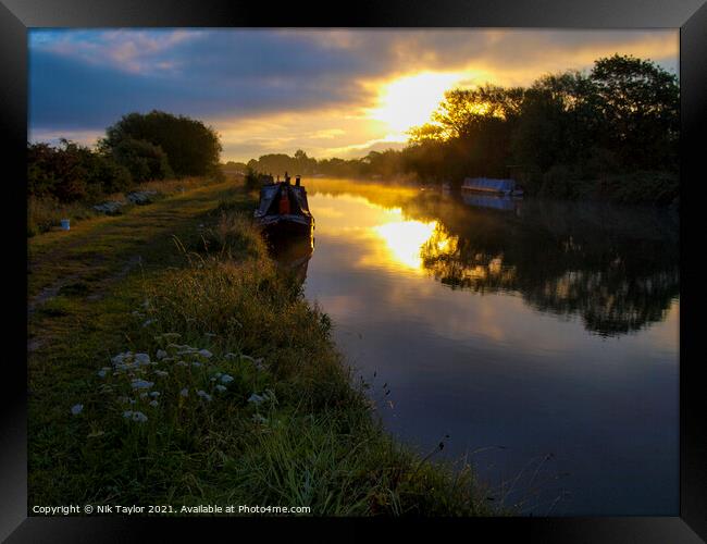 Sunrise on the Gloucester and Sharpness Canal Framed Print by Nik Taylor