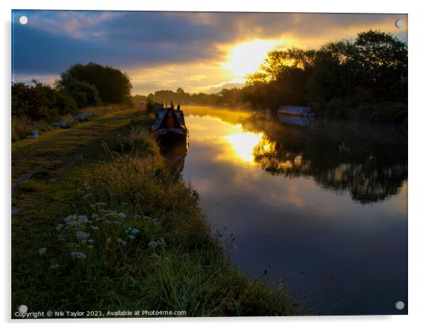 Sunrise on the Gloucester and Sharpness Canal Acrylic by Nik Taylor