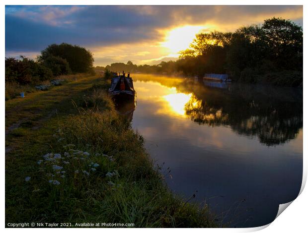 Sunrise on the Gloucester and Sharpness Canal Print by Nik Taylor