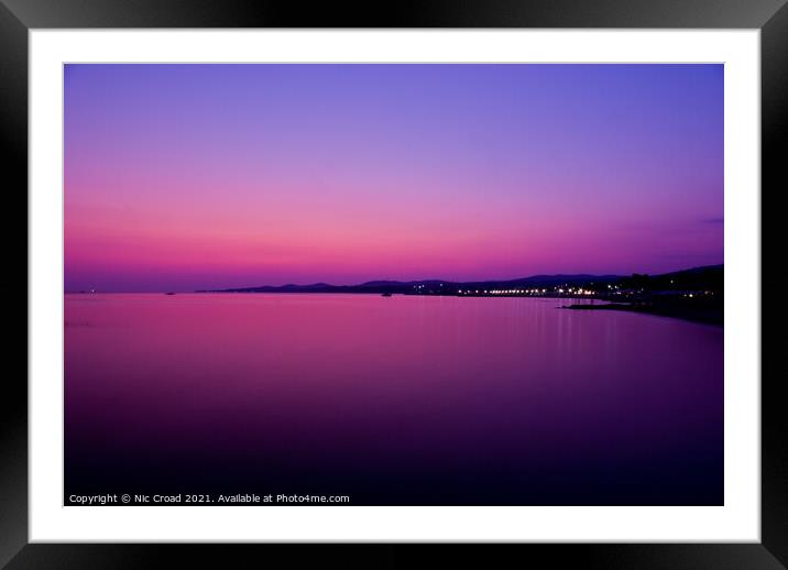 Beach Sunset with Vivid Afterglow Framed Mounted Print by Nic Croad