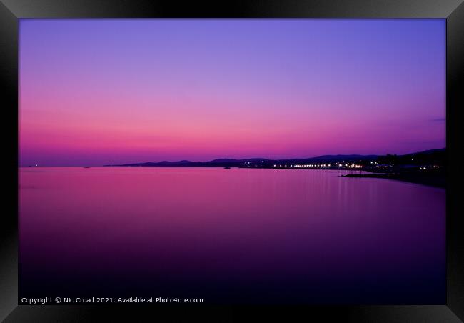 Beach Sunset with Vivid Afterglow Framed Print by Nic Croad