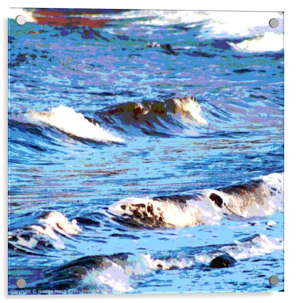 Waves at White Bay, Isle of Cumbrae, Scotland Acrylic by George Moug