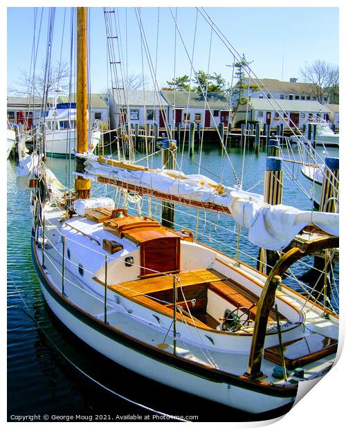 Sailing Boat, Nantucket Harbour, USA Print by George Moug
