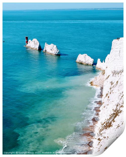 The Needles Rocks, Isle of Wight, Hampshire, UK Print by George Moug