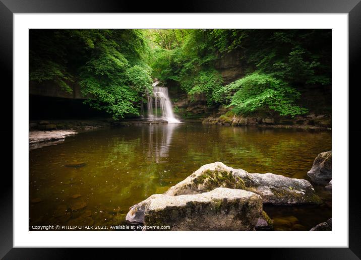 Cauldron foss waterfall , West Burton Yorkshire dales 324  Framed Mounted Print by PHILIP CHALK