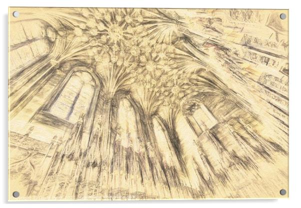 Edinburgh Cathedral Sketch Art         Acrylic by David Pyatt