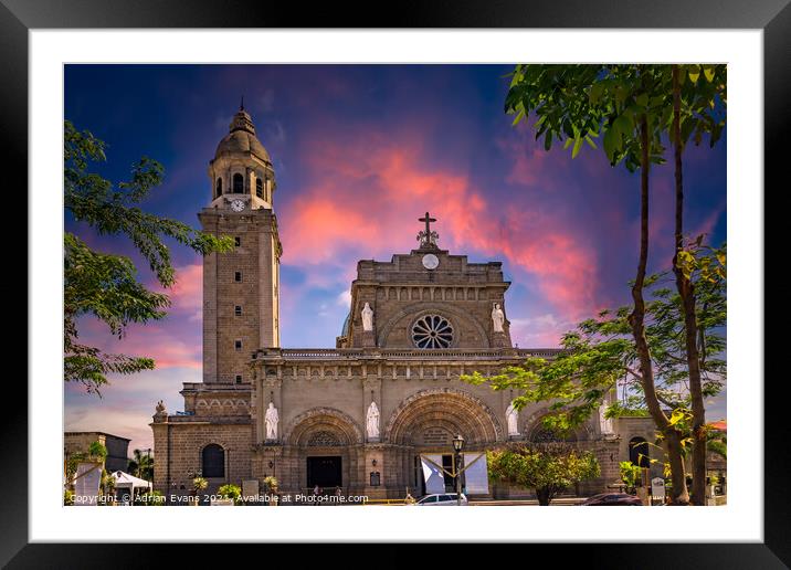 Manila Cathedral Philippines Framed Mounted Print by Adrian Evans