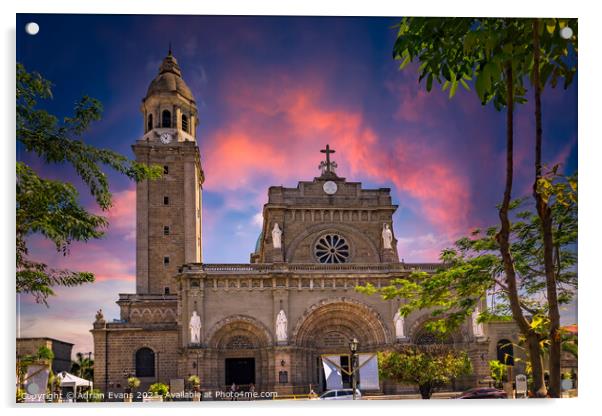 Manila Cathedral Philippines Acrylic by Adrian Evans