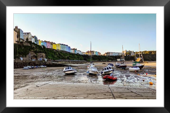 Picturesque Tenby Harbour Framed Mounted Print by Janet Carmichael