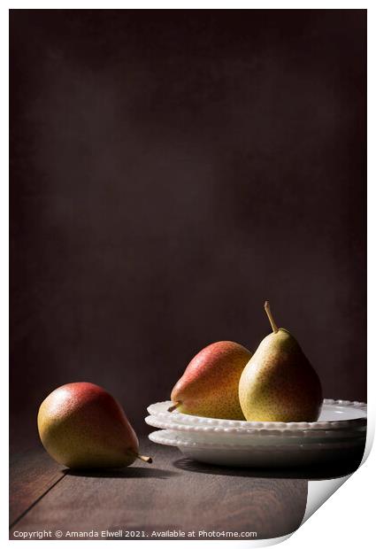 Three Pears Still Life Print by Amanda Elwell