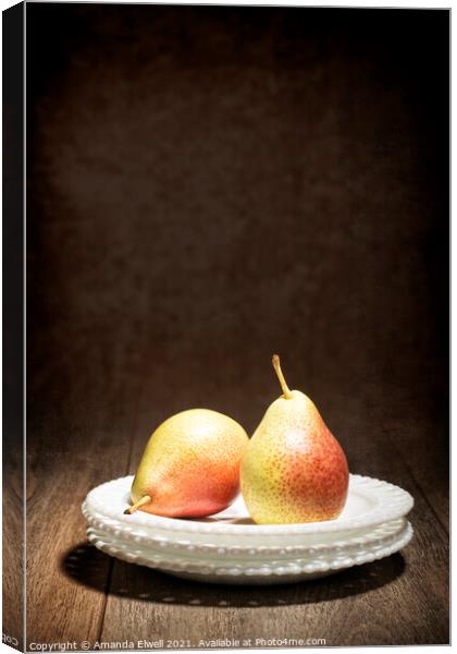 Two Pears Canvas Print by Amanda Elwell